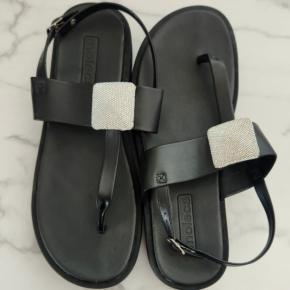 Moleca Flat Black Sandal Size 11(42) for Women - Picture 5 of 10